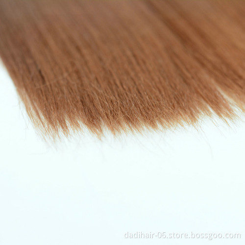Cheap Soft Synthetic Hair Bundles,Ombre Deep Brown Color Double Weft Heat Resistant Fiber Hair Weave Yaki Straight 100g